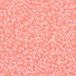 Легкий Лосось Fgb 6/0 круглый стеклянный бисер класса А, прозрачные цвета внутри, блеск покрытием, светлый померанцевый, 6/0, 4x3 мм, отверстие : 1 мм, Около 4500 шт / фунт