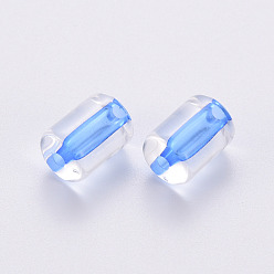 Royal Blue Transparent Acrylic Beads, Column, Royal Blue, 10x7.5mm, Hole: 1.8mm, about 950pcs/500g