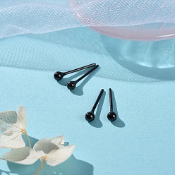 Black Hypoallergenic Bioceramics Zirconia Ceramic Stud Earrings, Round Ball, No Fading and Nickel Free, Black, 14.5x3mm