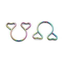 Rainbow Color 304 зажим в форме сердца из нержавеющей стали на кольцах для носа, носовая манжета непирсинг украшения для женщин, ионное покрытие (ip), Радуга цветов, 15x18x1.5 мм