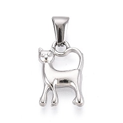 Нержавеющая Сталь Цвет 303 подвески из нержавеющей стали, кошка прелести, цвет нержавеющей стали, 17.5x11x3 мм, отверстие : 6.5x2.5 мм