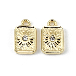 Золотой Подвески из сплава и страза, прямоугольник с солнечными чарами, долговечный, стойки покрытие, золотые, 16.5x10x3 мм, отверстие : 1.8 мм
