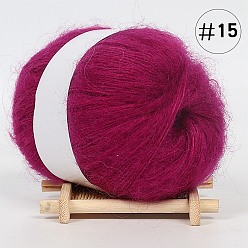 Medium Violet Red 25g Angora Mohair Wool & Acrylic Fiber Knitting Yarn, for Shawl Scarf Doll Crochet Supplies, Round, Medium Violet Red, 1mm
