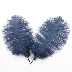Marine Blue Ostrich Feather Ornament Accessories, for DIY Costume, Hair Accessories, Backdrop Craft, Marine Blue, 200~250mm