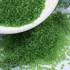 (RR144) Transparent Lime Миюки круглые бусины рокайль, японский бисер, 8/0, (р-р 144) прозрачный лайм, 3 мм, отверстие : 1 мм, Около 422~455 шт / 10 г
