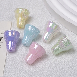 Random Color UV Plating Acrylic Beads, Ice Cream Cone, Random Color, 20.5x17.2mm, Hole: 3mm