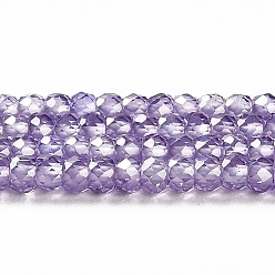 Medium Purple Cubic Zirconia Bead Strands, Faceted Rondelle, Medium Purple, 3x2mm, Hole: 0.6mm, about 164~172pcs/strand, 14.57~14.88 inch(37~37.8cm)
