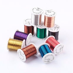 Color mezclado Alambre de joyería de cobre redondo, sin níquel, color mezclado, 0.3 mm, aproximadamente 32.8 pies (10 m) / rollo, 10 rollos / lote