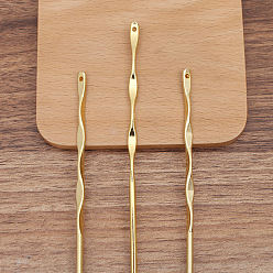 Golden DIY Jewelry Accessories, Alloy Hair Stick Findings, with Loop, Golden, 160x4.5mm