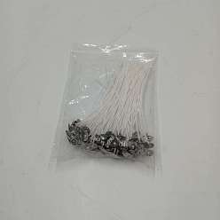 White Pre-Waxed Cotton Core Wicks, with Metal Sustainer Tabs, for DIY Candle Making, White, 15cm
