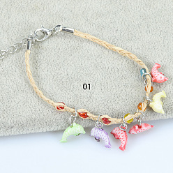 1 Ocean-themed Lucky Charm Macaron Color Handmade Bracelet for Dolphin and Sea Turtle Lovers