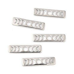 Real Platinum Plated Brass Moon Phase Bar Pendants, Long-Lasting Plated, Rectangle, Real Platinum Plated, 20x5x1mm