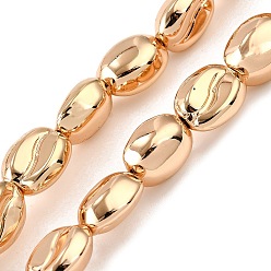 Светло-Золотое Покрытие Стеклянные бусины с гальваническим покрытием , Плоско-овальные, полное покрытие, свет позолоченные, 11x8.5x5 мм, отверстие : 0.8 мм, около 42 шт / нитка, 17.32'' (44 см)