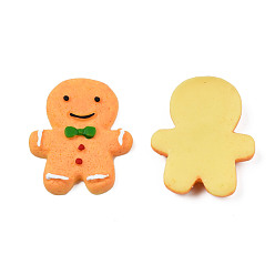 Sandy Brown Resin Decoden Cabochons, for Christmas, Imitation Food Biscuits, Gingerbread Man, Sandy Brown, 30~31x24x5mm