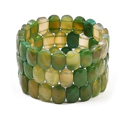 Natural Agate Dyed & Heated Natural Agate Oval Beaded Stretch Bracelet, Gemstone Jewelry for Women, Inner Diameter: 2-1/8 inch(5.4~5.5cm)