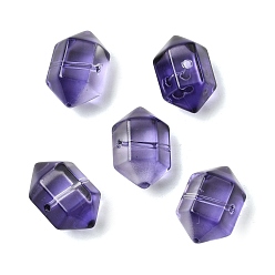 Индиго Окрашенные и нагретые прозрачные стеклянные бусины, имитация драгоценных камней, пуля, граненые, индиговые, 19.5x12x13 мм, отверстие : 1.4 мм