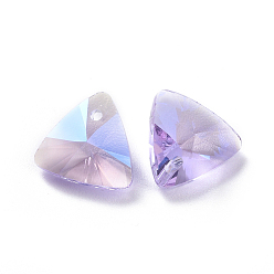 Violet Charmes de strass en verre, facette, triangle, violette, 11x11.5x6mm, Trou: 1.2mm