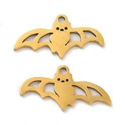 Золотой 201 подвески из нержавеющей стали, очарование летучей мыши, золотые, 9.5x18.5x0.8 мм, отверстие : 1.2 мм