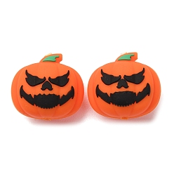 Kürbis Halloween-Silikon-Fokalperlen, Jack-o'-laterne, 23x25x17 mm, Bohrung: 3 mm
