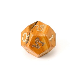 Wood Lace Stone Natural Wood Lace Stone Classical 12-Sided Polyhedral Dice, Engrave Twelve Constellations Divination Game Toy, 20x20mm