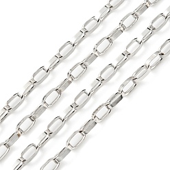 Platinum Rhodium Plated 925 Sterling Silver Paperclip Chains, Soldered, Platinum, Link: 5.5x3x1mm