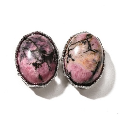 Родонит Природные многонитевые звенья родонита, овальные, без кадмия и без свинца, платина, 20.5x15.5x10.5 мм, отверстие : 2 мм