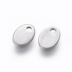 Stainless Steel Color 304 Stainless Steel Charms, Stamping Blank Tag, Oval, Stainless Steel Color, 7x5x0.9mm, Hole: 1mm