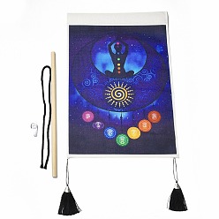 Sports Chakra Cloth Wall Hanging Tapestry, Trippy Yoga Meditation Tapestry, Vertical Tapestry, for Home Decoration, Rectangle, Yoga Pattern, 653~665x345~349x1mm