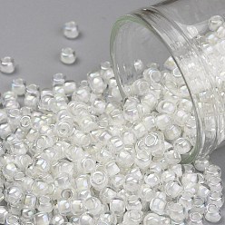 (777) Inside Color AB Crystal/Creme Lined Тохо 8/0 круглые бусины, японский бисер, (777) внутри цвета ab кристаллы / кремовая подкладка, 8/0, 3 мм, отверстие : 1 мм, Около 222 шт / 10 г