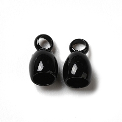 Black Spray Painted 201 Stainless Steel Cord Ends, End Caps, Bell, Black, 7.5x4.5mm, Hole: 1.8mm, Inner Diameter: 3mm