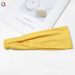 C253-A Solid Color Headband - Yellow Printed Knit Headband for Women - Sweat Absorbent Yoga Sports Hair Band