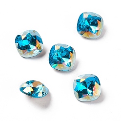 Light Aquamarine AB K 9 кабошоны из стеклянного страза, задние и задние, квадратный, светлый аквамарин ab, 10x10x6 мм
