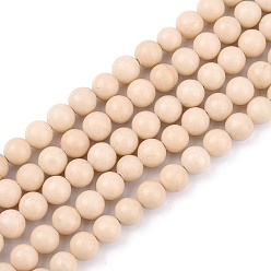 Белый Природных ископаемых нитей бисера, круглые, 6 мм, отверстие : 1 мм, около 59~60 шт / нитка, 15.3 дюйм