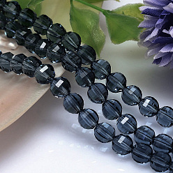 Prussian Blue Faceted Round Imitation Austrian Crystal Bead Strands, Grade AAA, Prussian Blue, 8mm, Hole: 0.9~1mm, about 50pcs/strand, 15.7 inch
