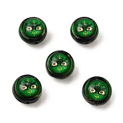 Темно-Зеленый Бусины ручной работы бусины золотого песка, Будда, темно-зеленый, 17x13~14 мм, отверстие : 1.5~2 мм