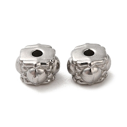 Stainless Steel Color 304 Stainless Steel Beads, Cube with Heart, Stainless Steel Color, 6x4.5mm, Hole: 1.6mm