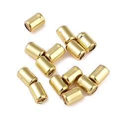 Настоящее золото 18K Стойки обшивки латунные бусины, с резиновой, ползунки, колонка, реальный 18 k позолоченный, 6x4 мм, отверстие : 0.5 мм