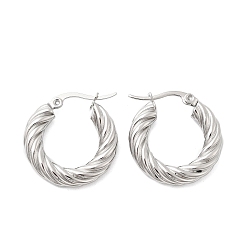 Нержавеющая Сталь Цвет 304 серьги-кольца из нержавеющей стали с закрученными кольцами, цвет нержавеющей стали, 23x22.5x4.8 мм