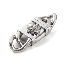 Stainless Steel Color 304 Stainless Steel Bayonet Clasps, Skull, Stainless Steel Color, 44x17x10mm, Hole: 4x6mm and 3x6mm