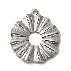 Stainless Steel Color 304 Stainless Steel Pendants, Flower Charms, Stainless Steel Color, 20.5x17x1.5mm, Hole: 1.5mm