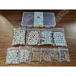 Mixed Color 500Pcs 10 Style Real 18K Gold Plated Brass Beads and Acrylic Beads, for DIY Beads Jewelry Making, Mixed Color, 2~10mm, Hole: 0.5~2mm, 50pcs/style