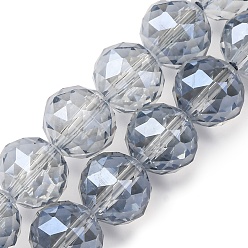Гейнсборо Прозрачные стеклянные бусины гальваническим пряди, круглые, граненые, светло-серые, 12x11 мм, отверстие : 1.6 мм, около 33 шт / нитка, 14.37 дюйм (36.5 см)