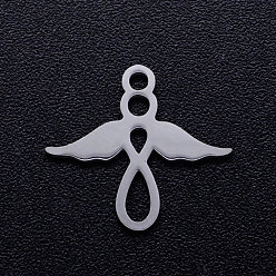 Stainless Steel Color 201 Stainless Steel Pendants, Angel, Stainless Steel Color, 14x15x1mm, Hole: 1.5mm