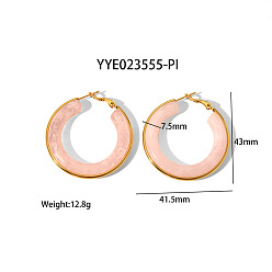 Pink Стильные 304 серьги-кольца из нержавеющей стали, с толстым круглым дизайном, розовые, 43x41.5x7.5 мм