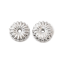 Платина Цветочные латунные бусины, долговечный, стойки покрытие, без свинца и без кадмия, платина, 6x2 мм, отверстие : 0.9 мм