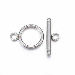 Stainless Steel Color 201 Stainless Steel Toggle Clasps, Stainless Steel Color, 20x15x2mm, Hole: 3mm, Bar: 23x8x3mm, Hole: 3mm