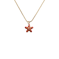 000819YS Geometric Copper Oil Droplet Necklace with K Gold Starfish Pendant - Women's Fashion Accessory