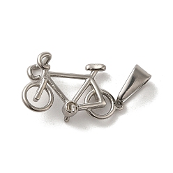 Stainless Steel Color 304 Stainless Steel Pendants, Bicycle Charm, Stainless Steel Color, 11.5x21x7.5mm, Hole: 3x7mm