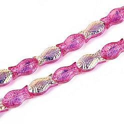 Камелия Прозрачность гальванизированные стеклянные бусины нити, рыба, с покрытием AB цвета, с половиным покрытием, камелия, 15x8.1x5 мм, отверстие : 0.9~1 мм, около 55 шт / нитка, 25.59'' (65 см)