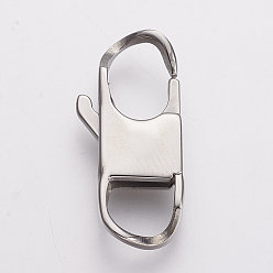Stainless Steel Color 316 Surgical Stainless Steel Lobster Claw, Stainless Steel Color, 26x12x5mm, Hole: 6x7.5mm